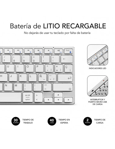 Teclado compacto inalámbrico por bluetooth subblim advance compact - gris